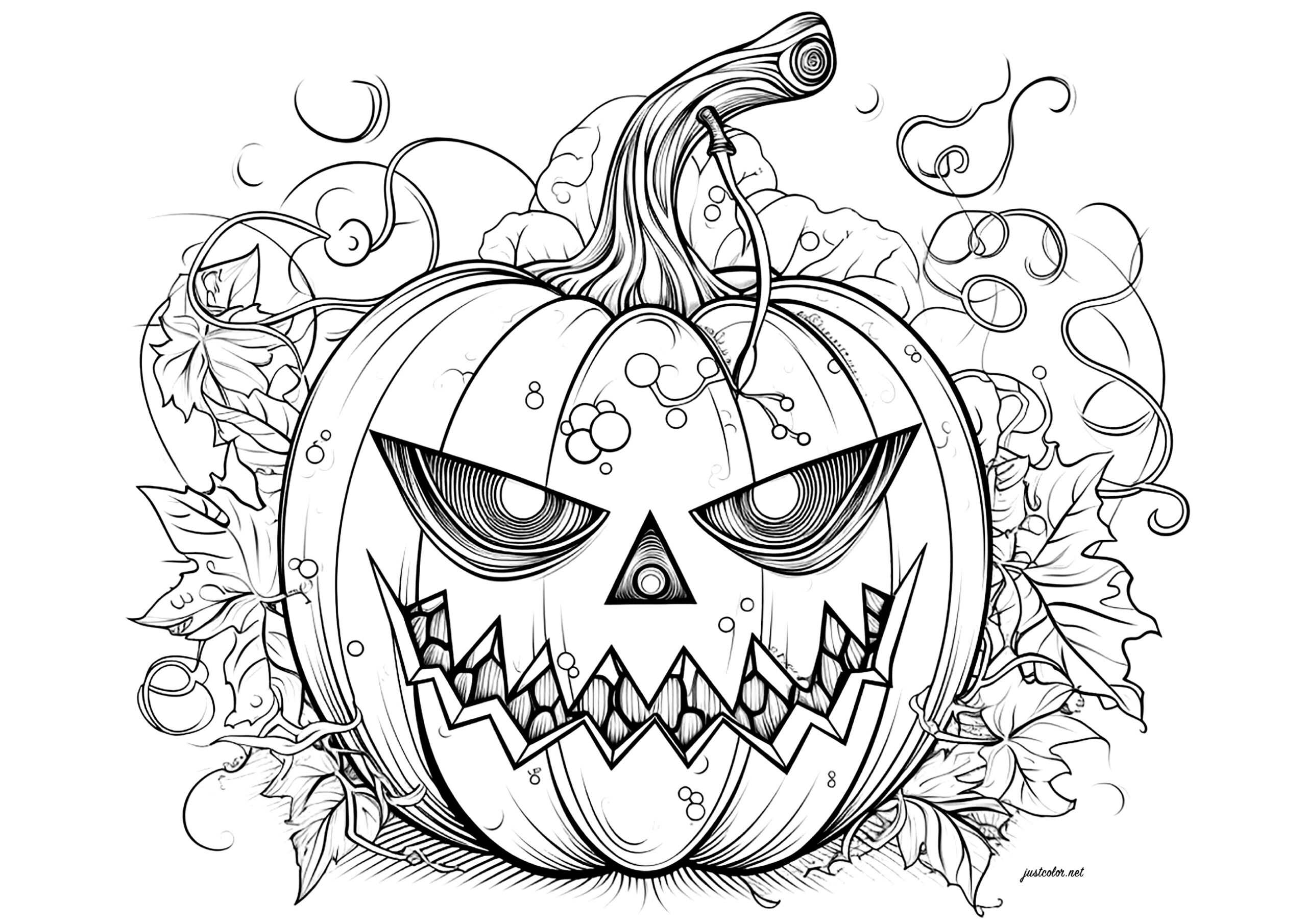 Spooky Halloween Pumpkin Halloween Coloring Pages For Adults Spooky Halloween Pumpkin Halloween Coloring Pages For Adults
