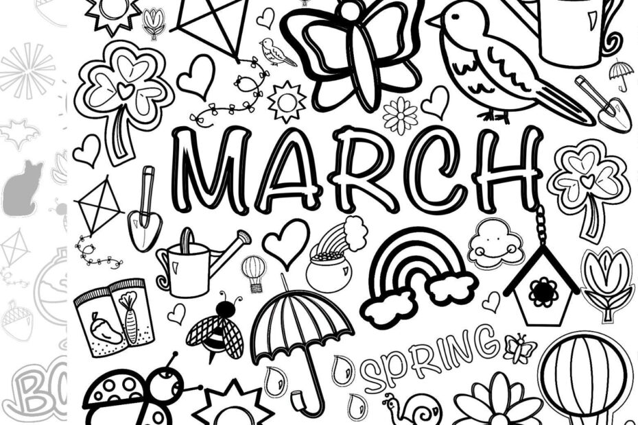 Spring Hand drawn Coloring Pages March April May 2023 Spring