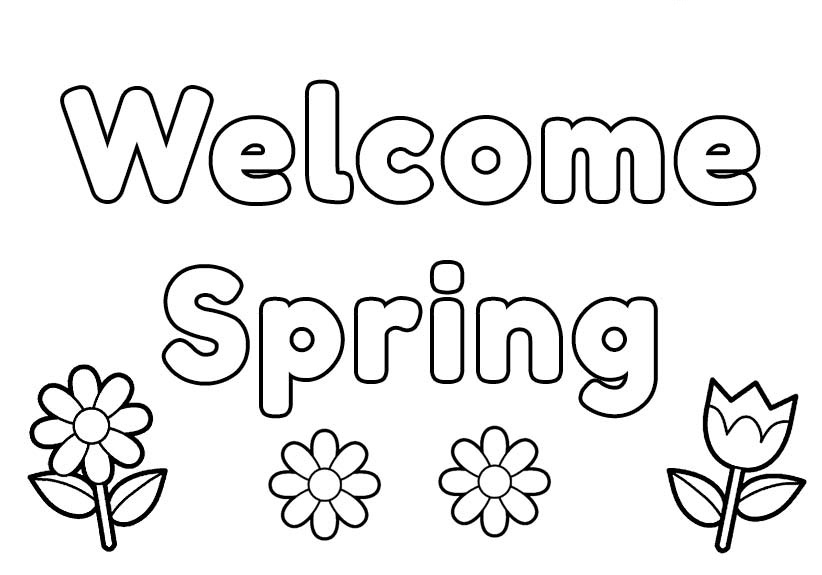 Spring Printable Words Coloring Pages Coloring Cool