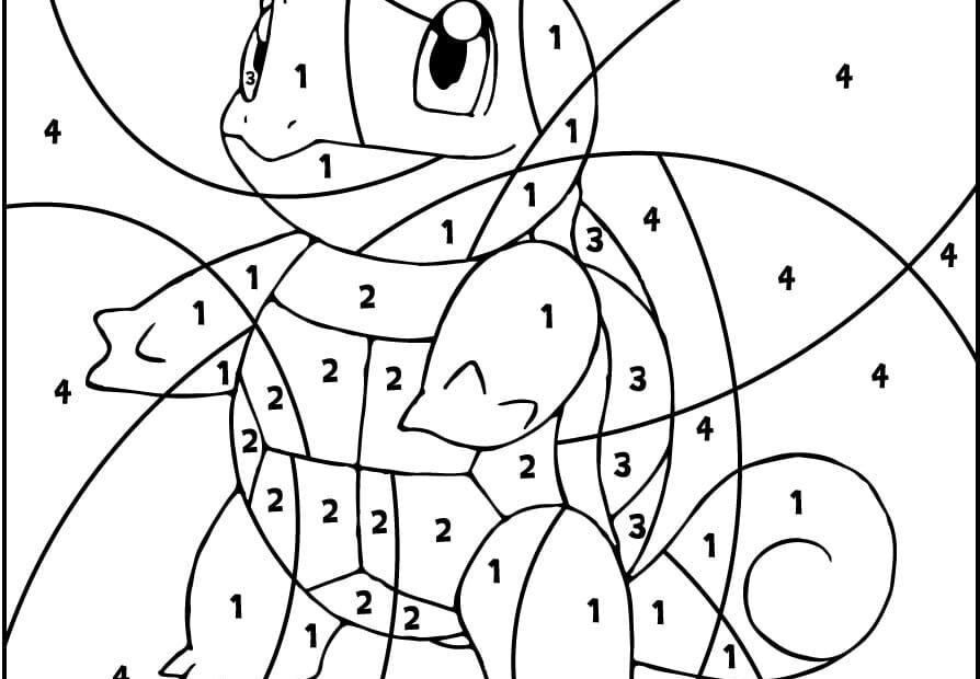 Squirtle Pokemon Color By Number Coloring Page Free Printable