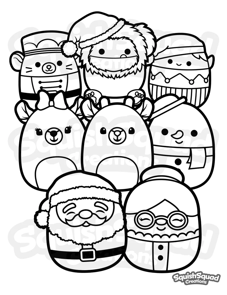 Squishmallow coloring pages no background