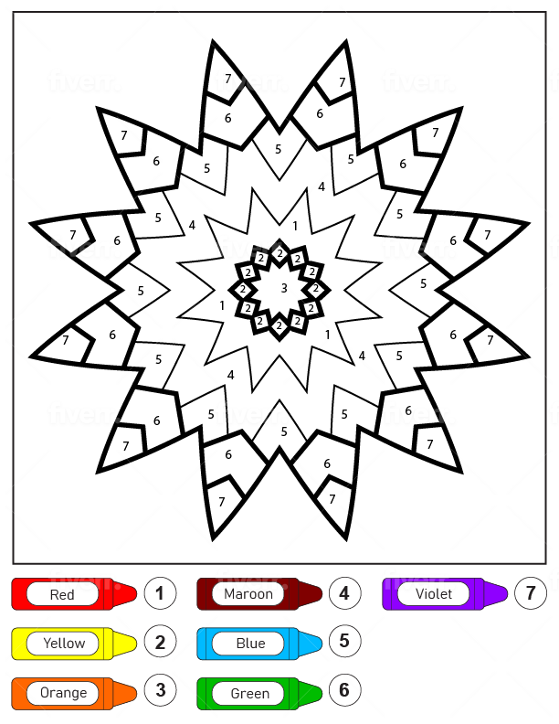 Stars Mandala For Kids Color By Number