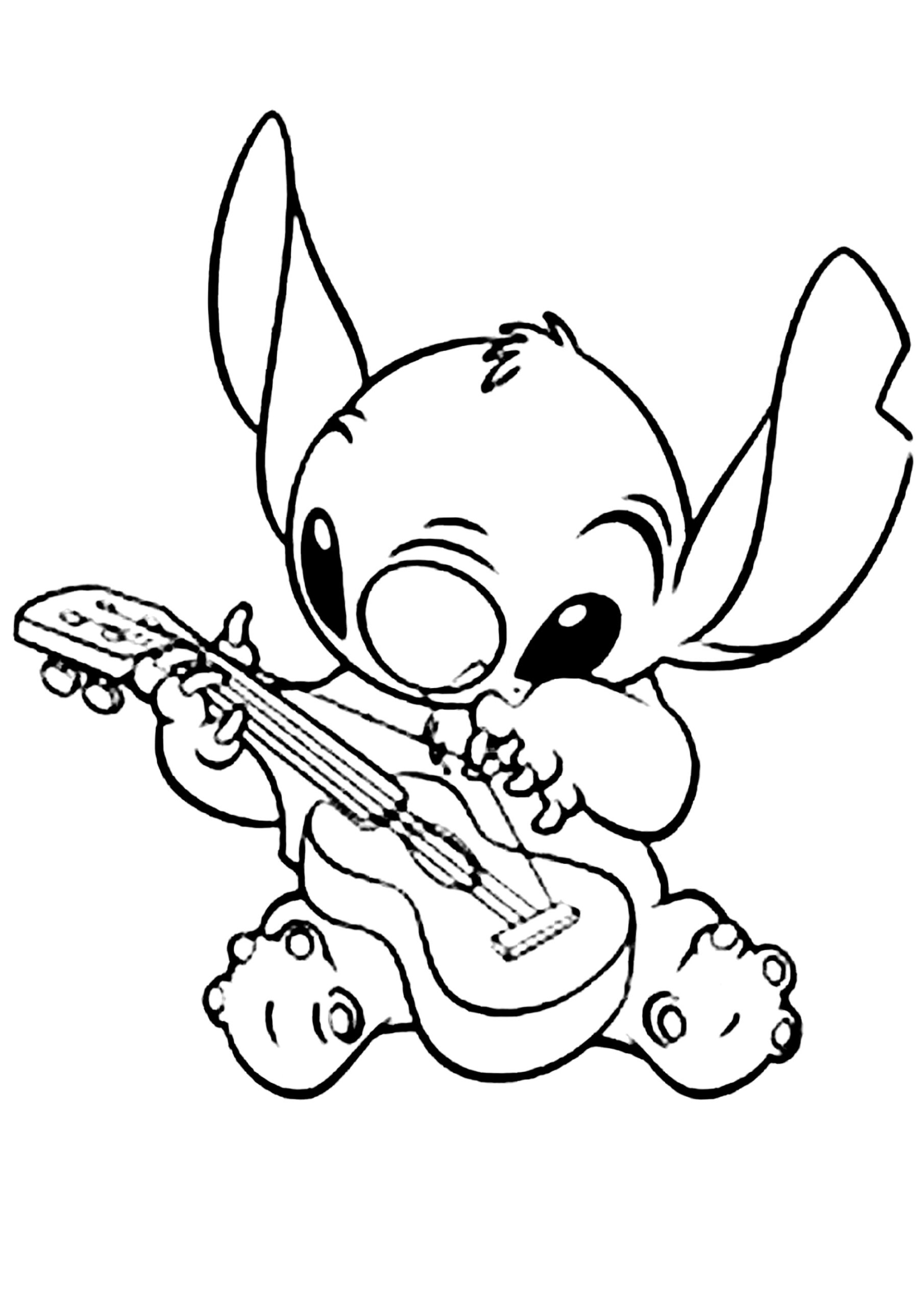 Stitch Plays Guitar Lilo And Stitch Kids Coloring Pages