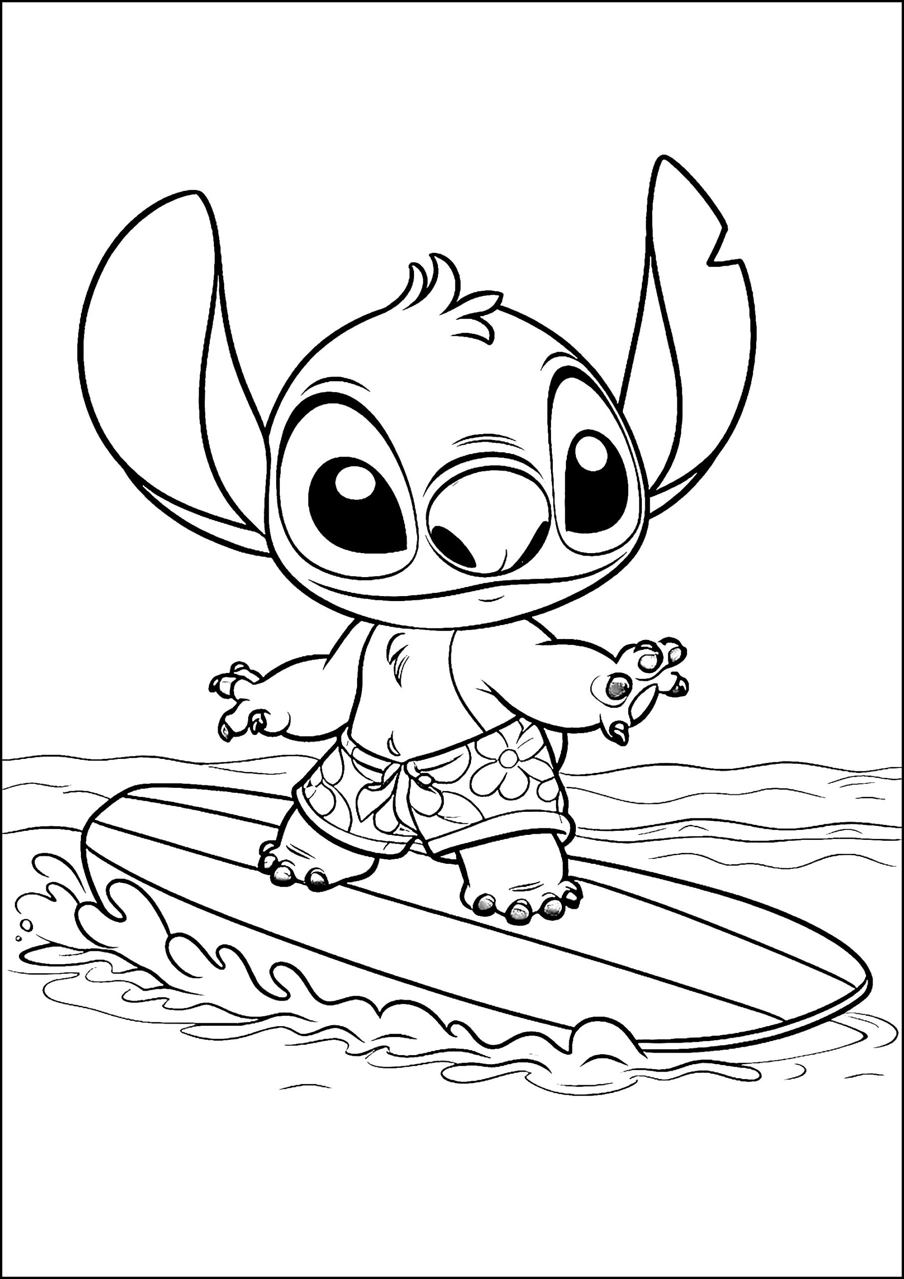 Stitch Surfing Lilo And Stitch Coloring Pages