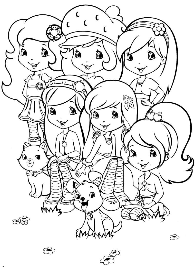 Strawberry Shortcake And Friends Coloring Page Free Printable 