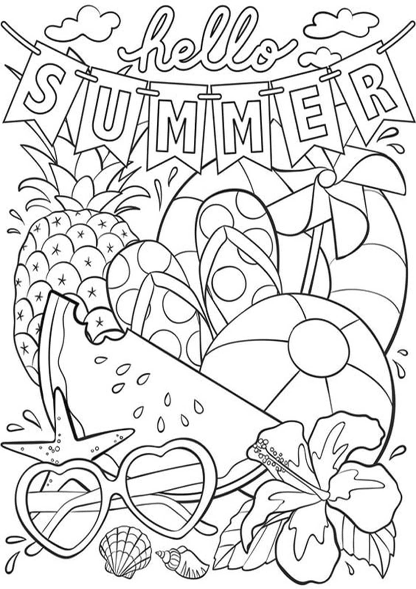 Summertime Printable Coloring Pages
