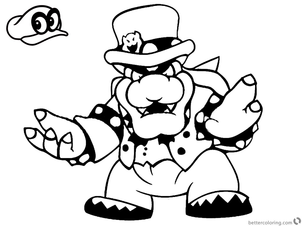 Super Mario Odyssey Coloring Pages Bowser Free Printable Coloring Pages