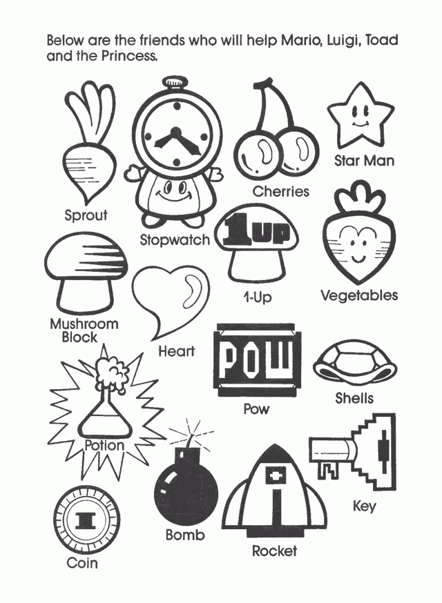 Super Mario Power Ups Coloring Pages SIMPLE PATTERN COLORING