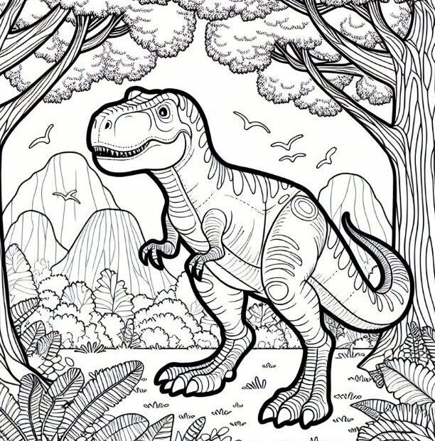T rex Printable Coloring Page Dinosaur Coloring Page Kids Printable
