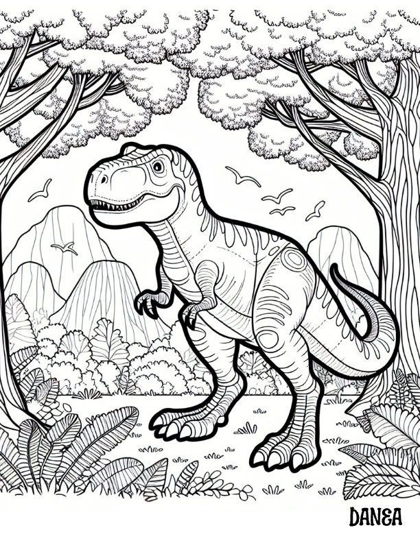 T rex Printable Coloring Page Dinosaur Coloring Page Kids Printable 