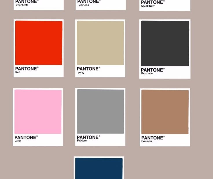 Taylor Swift Eras Colours Pantone Color Chart