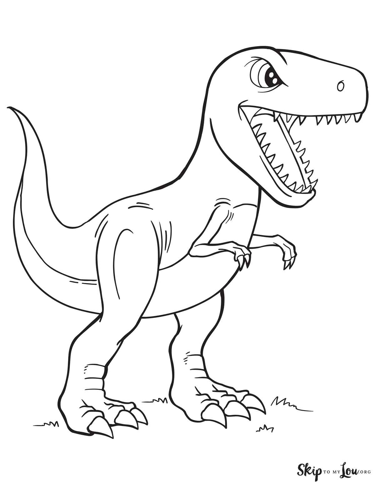t rex cartoon coloring page