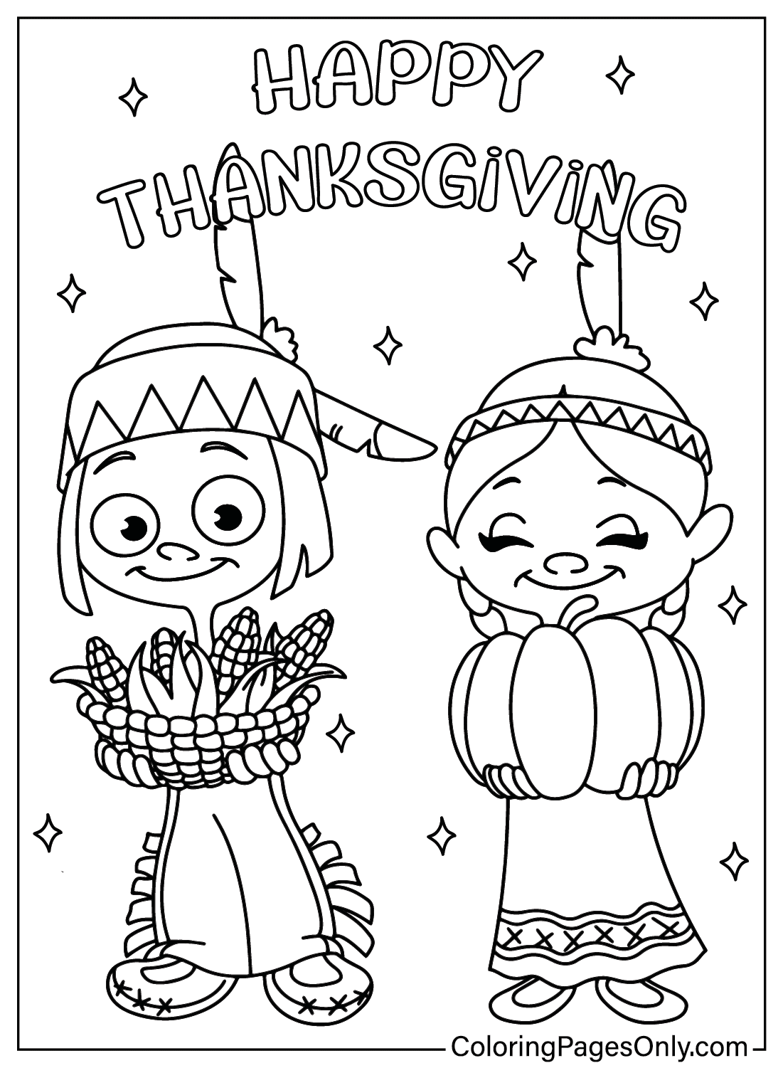 Thanksgiving Cartoon Coloring Page Free Printable Coloring Pages