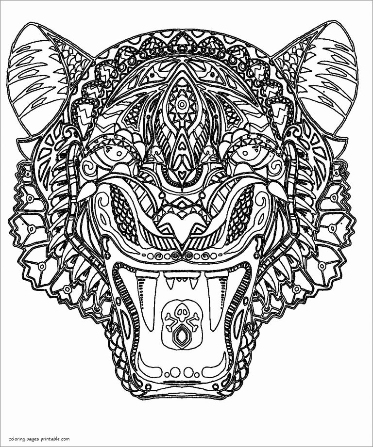 Tiger Head Coloring Page For Adults ColoringBay