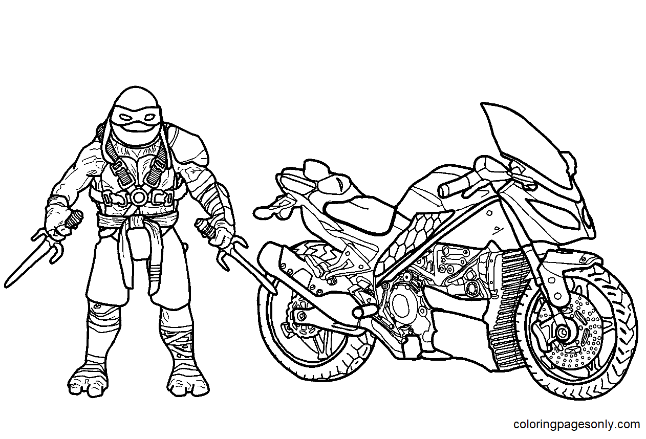 TMNT Motorcycle Raphael Coloring Page Free Printable Coloring Pages