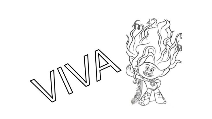 Trolls Band Together Poppy s Sister Viva Coloring Page 2024