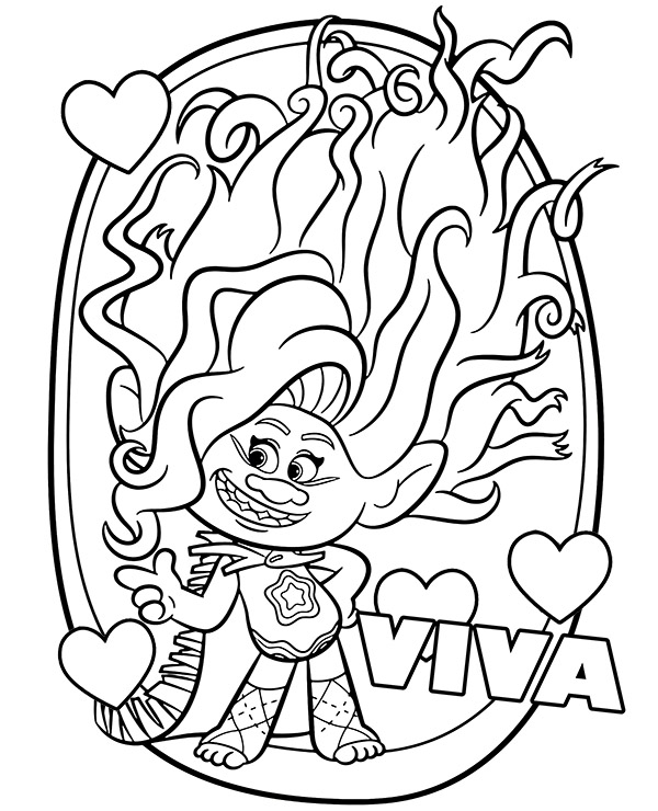 Trolls Coloring Page With Viva