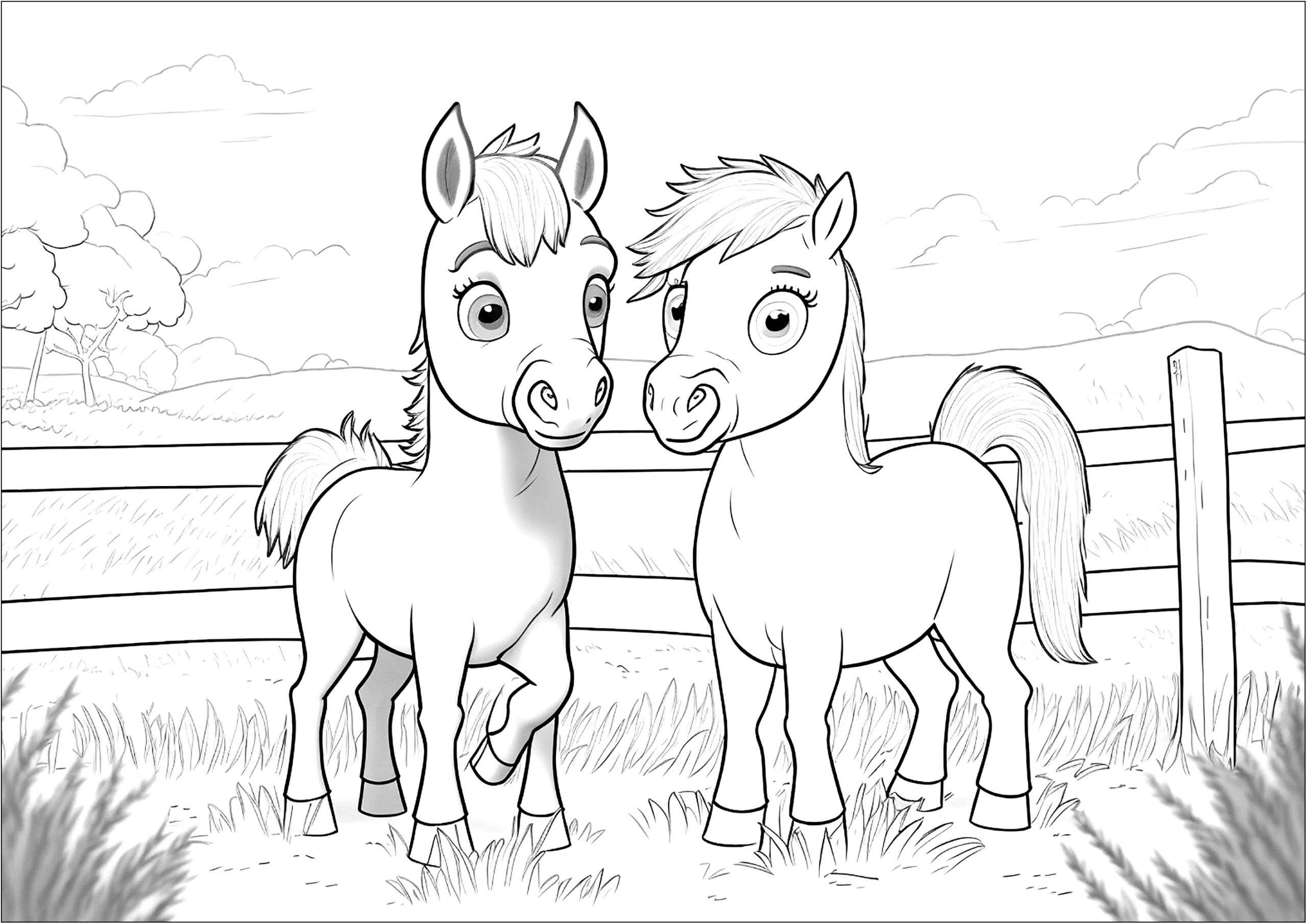 Two Horses Horse Coloring Pages Two Horses Horse Coloring Pages