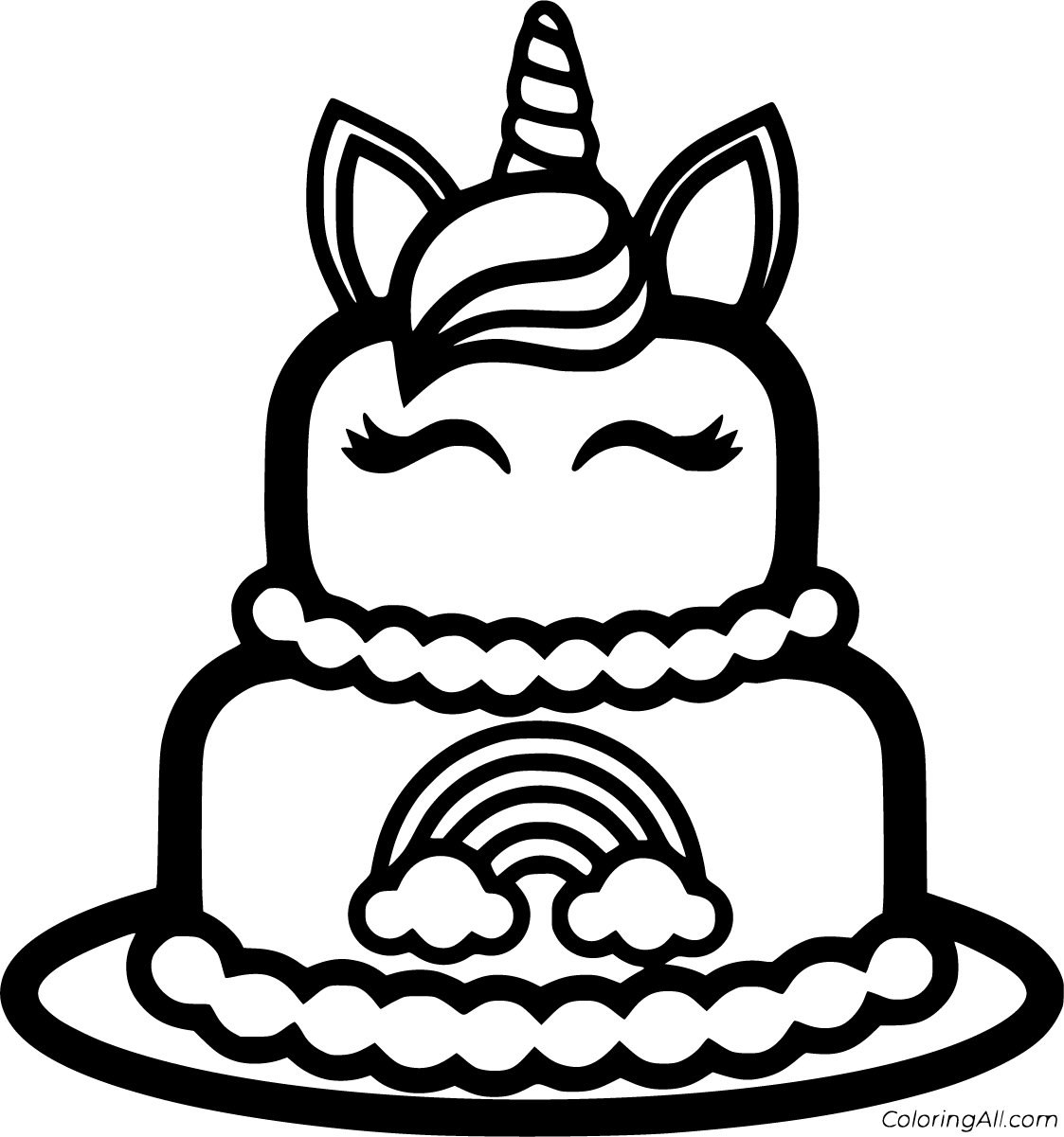 Unicorn Cake Coloring Pages 11 Free Printables ColoringAll Unicorn Cake Coloring Pages 11 Free Printables ColoringAll