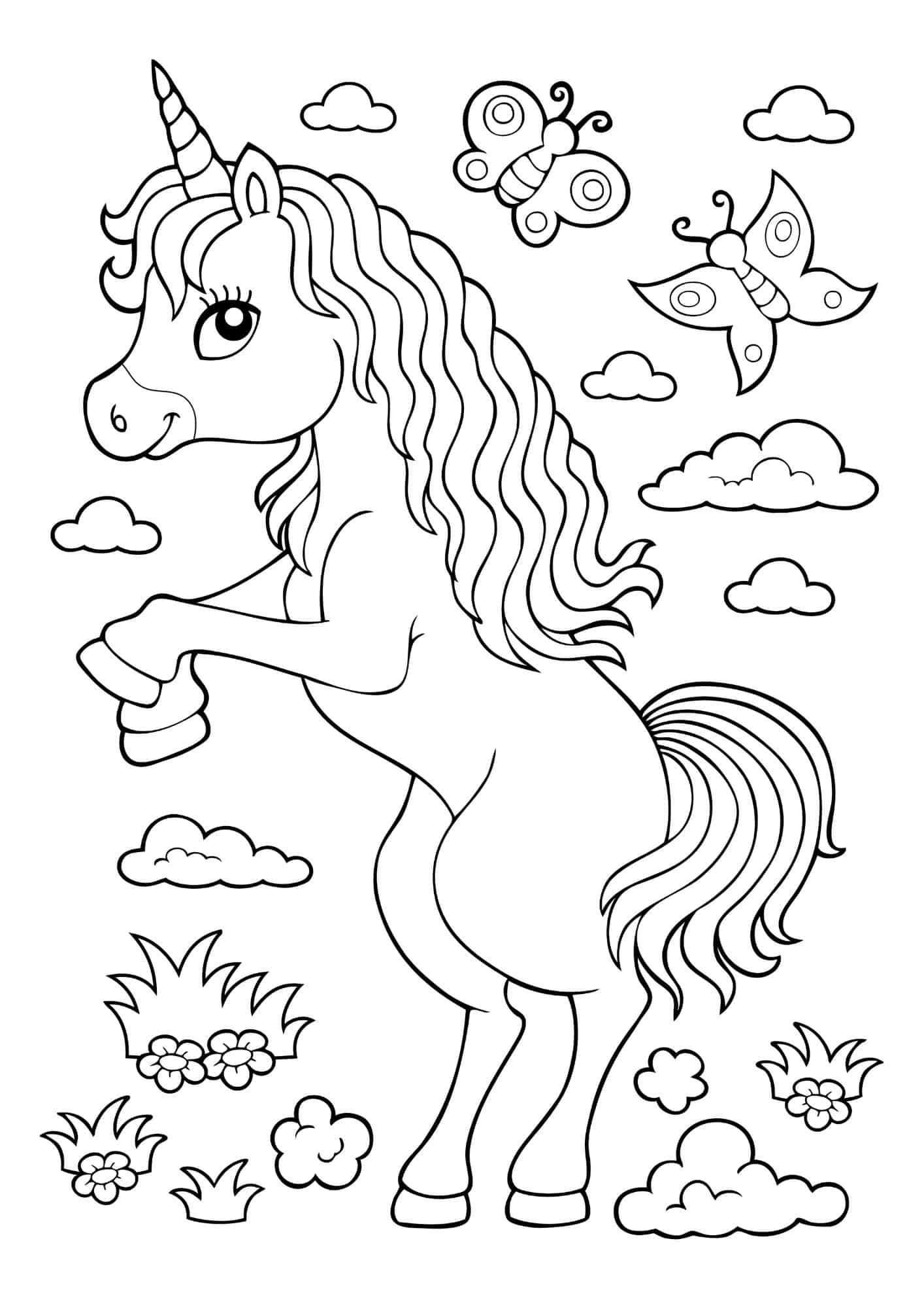 printable unicorn color pages
