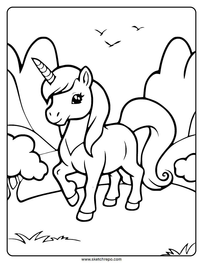 unicorn coloring page abc mouse