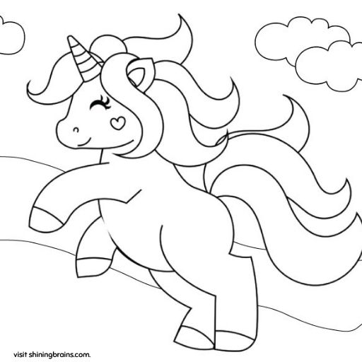 Unicorn Coloring Sheet Free Colouring Page Shining Brains