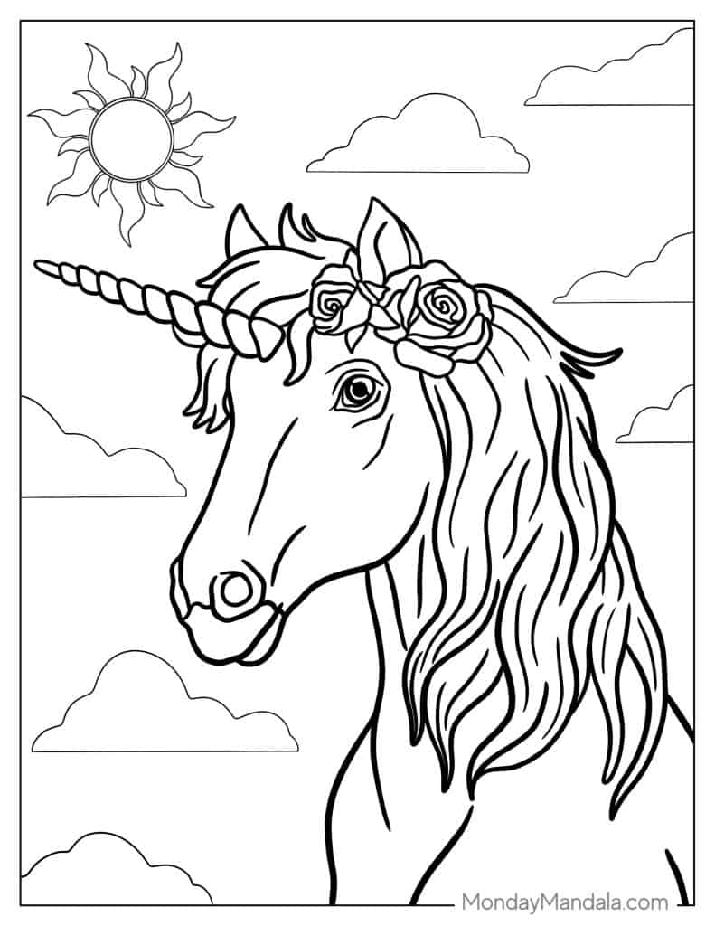 unicorn color page printable