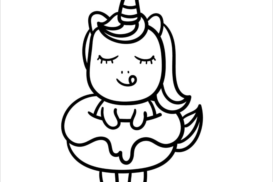 Unicorn Donut Coloring Page ColoringBay