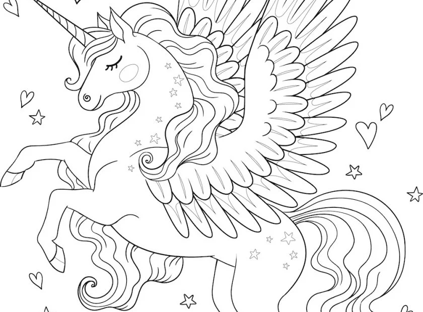 Unicorn With Wings Coloring Pages Coloring Home