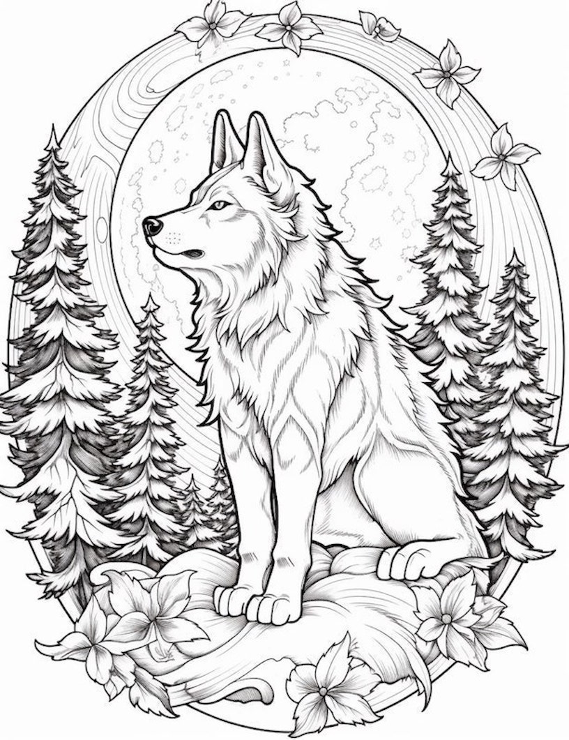 colorable pictures of wolves