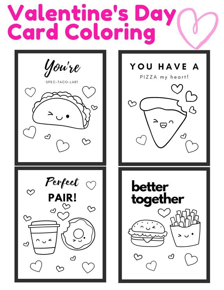 Valentine 39 s Day Card Coloring Pages Cute Food Theme Valentine 