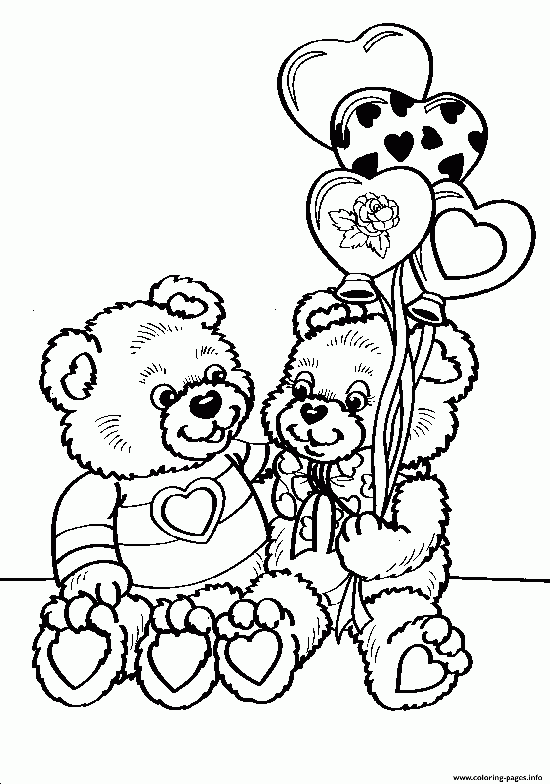 Valentine S Cute Bearsd3a3 Coloring Page Printable