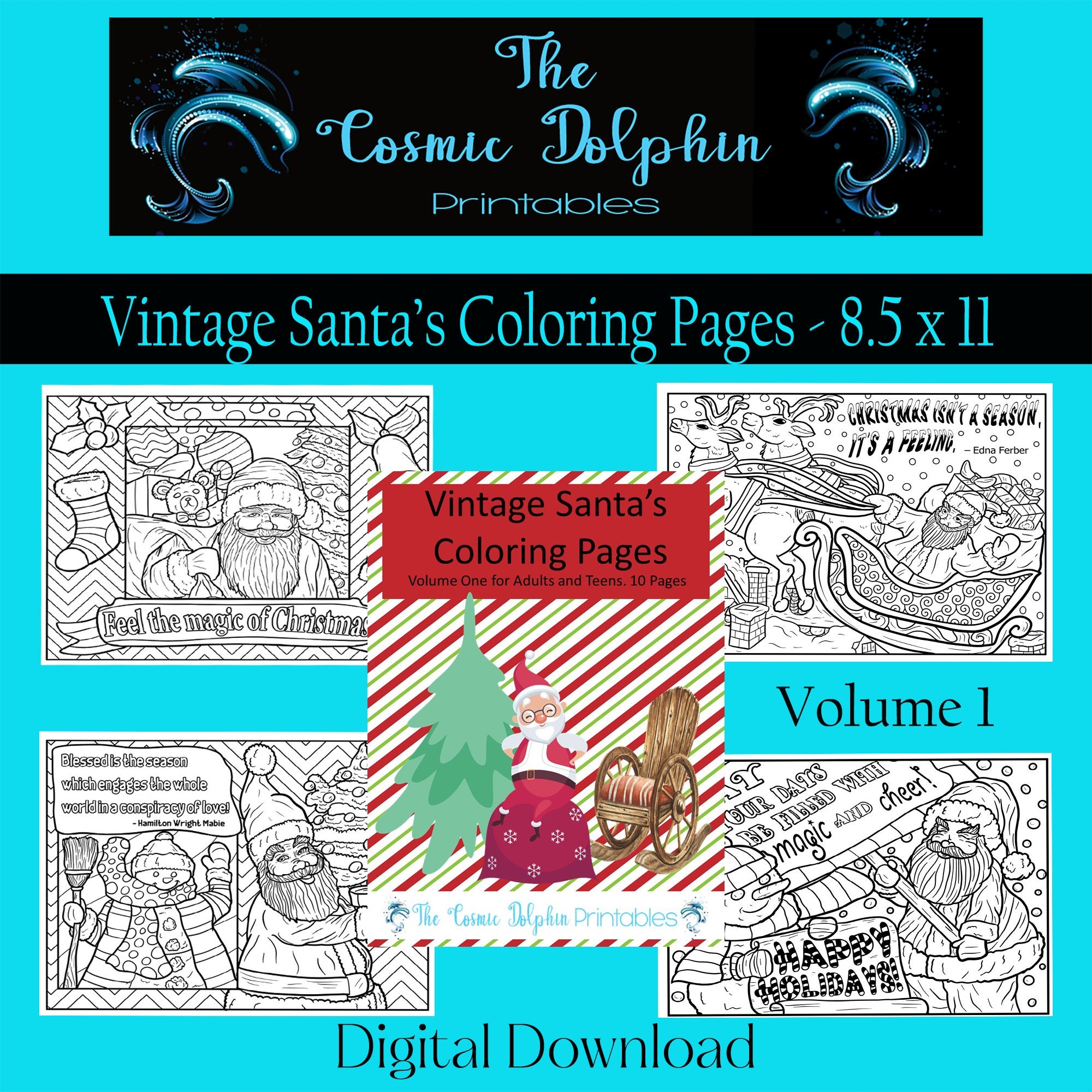 vintage santa coloring pages