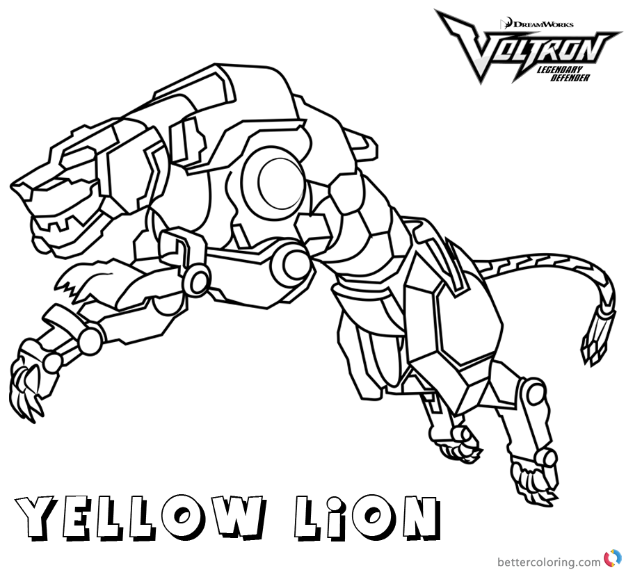 Voltron Coloring Pages Yellow Lion Free Printable Coloring Pages
