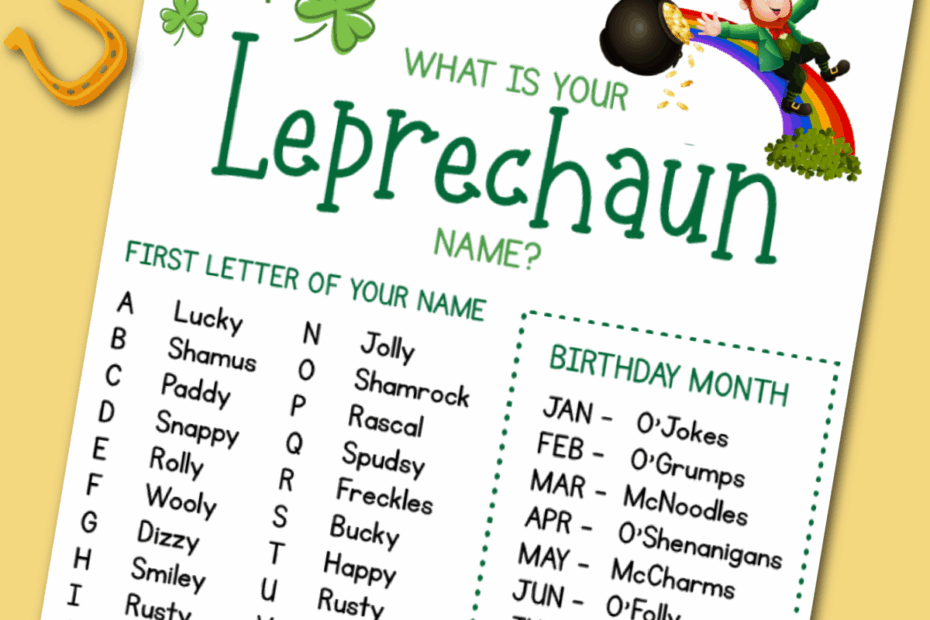 What Is Your Leprechaun Name Free St Patrick 39 s Day Printable