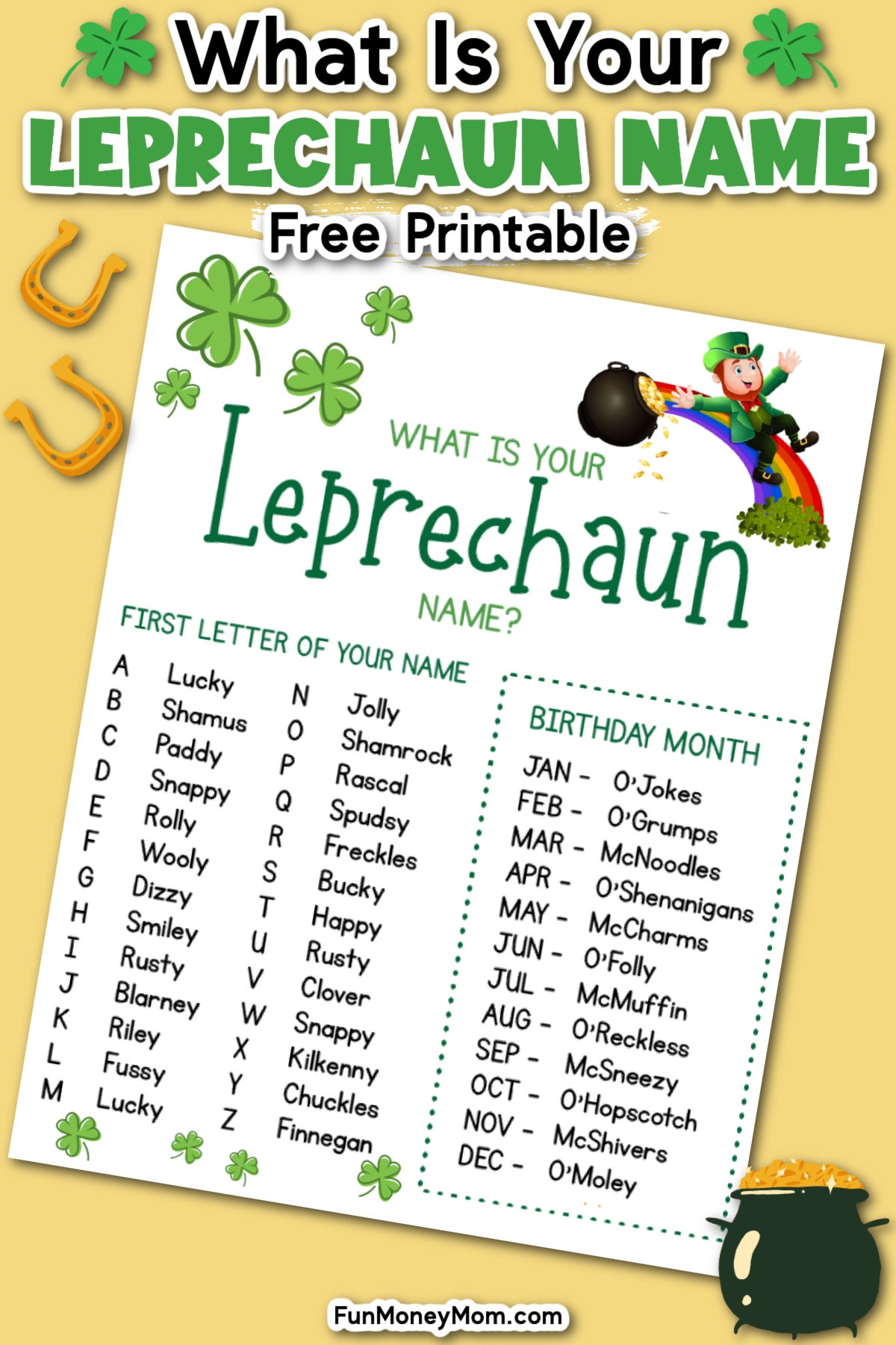 What Is Your Leprechaun Name Free St Patrick 39 s Day Printable 