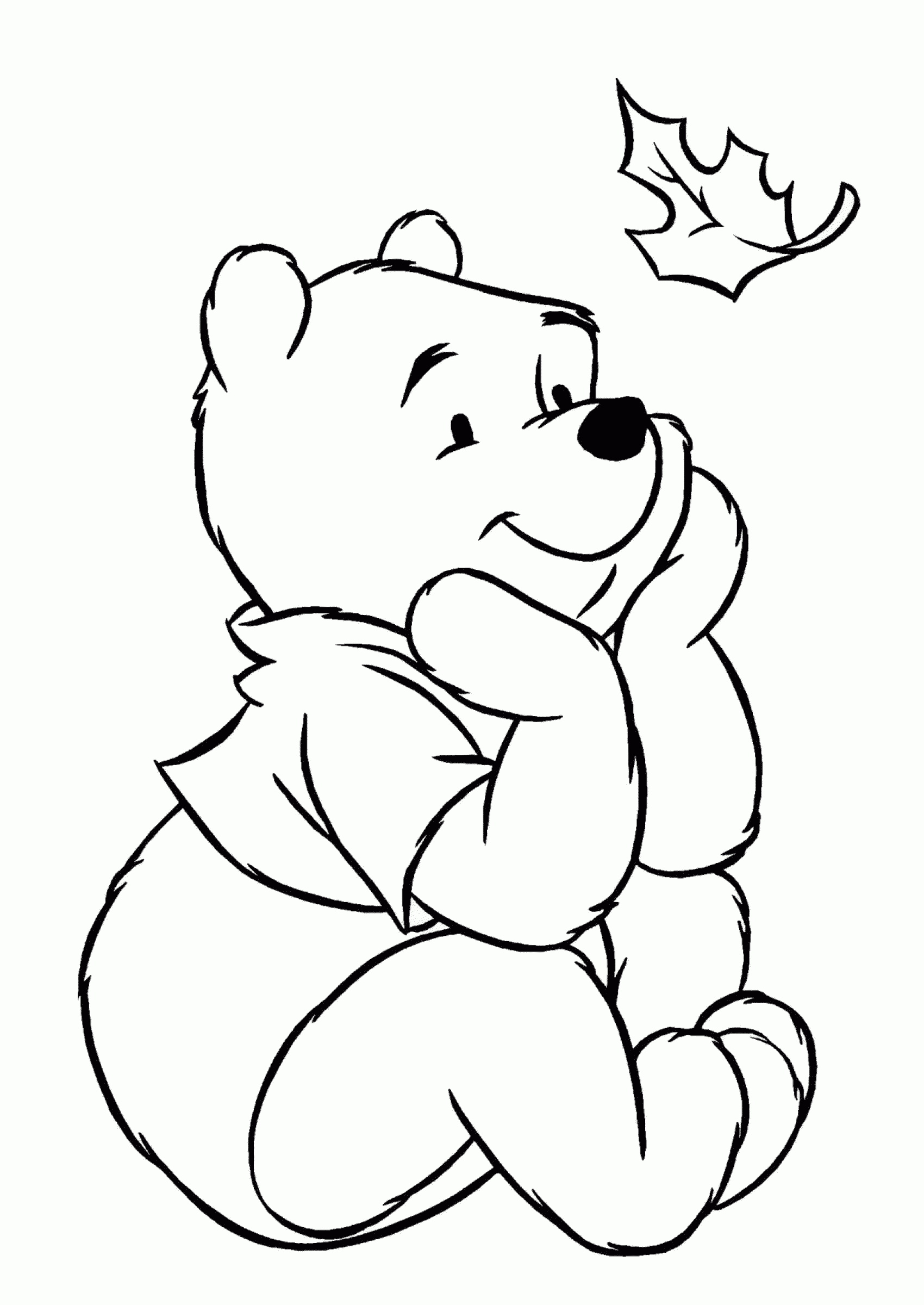 Winnie Pooh Free Printable Coloring Pages Pooh Watching Fall Leaves 