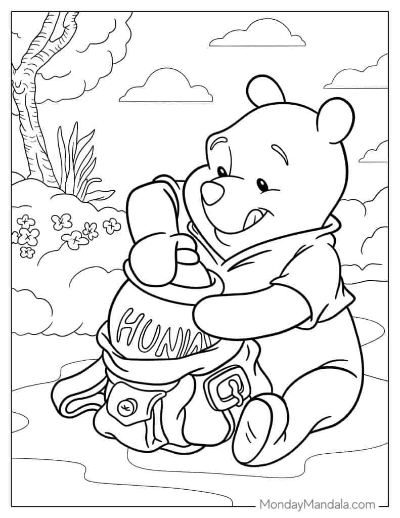winnie Pooh colouring sheets printables