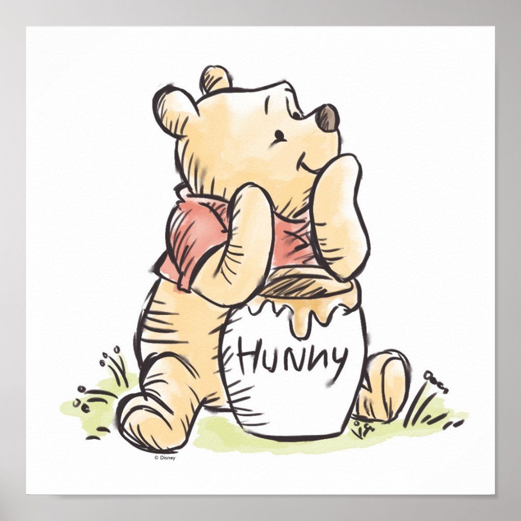 Winnie The Pooh Poster Zazzle In 2024 Winnie The Pooh Drawing 