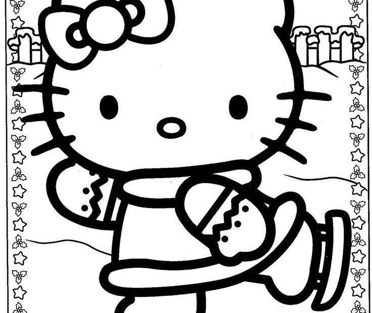Winter Hello Kitty Coloring Pages Book For Kids