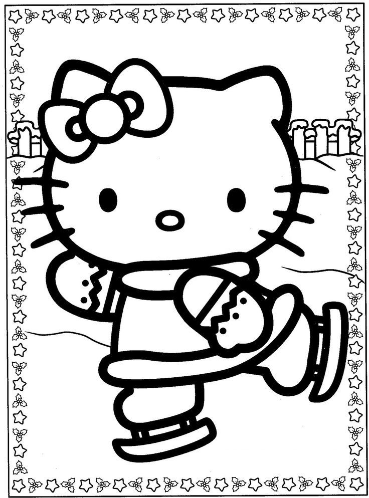 Winter Hello Kitty Coloring Pages Book For Kids 