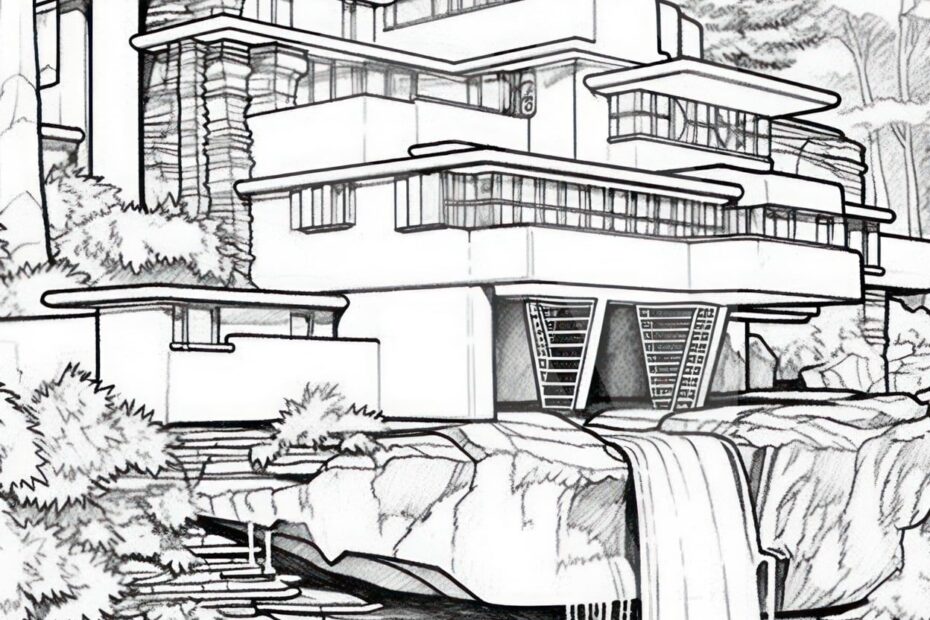 Winter House Coloring Page With Snowmen And Trees