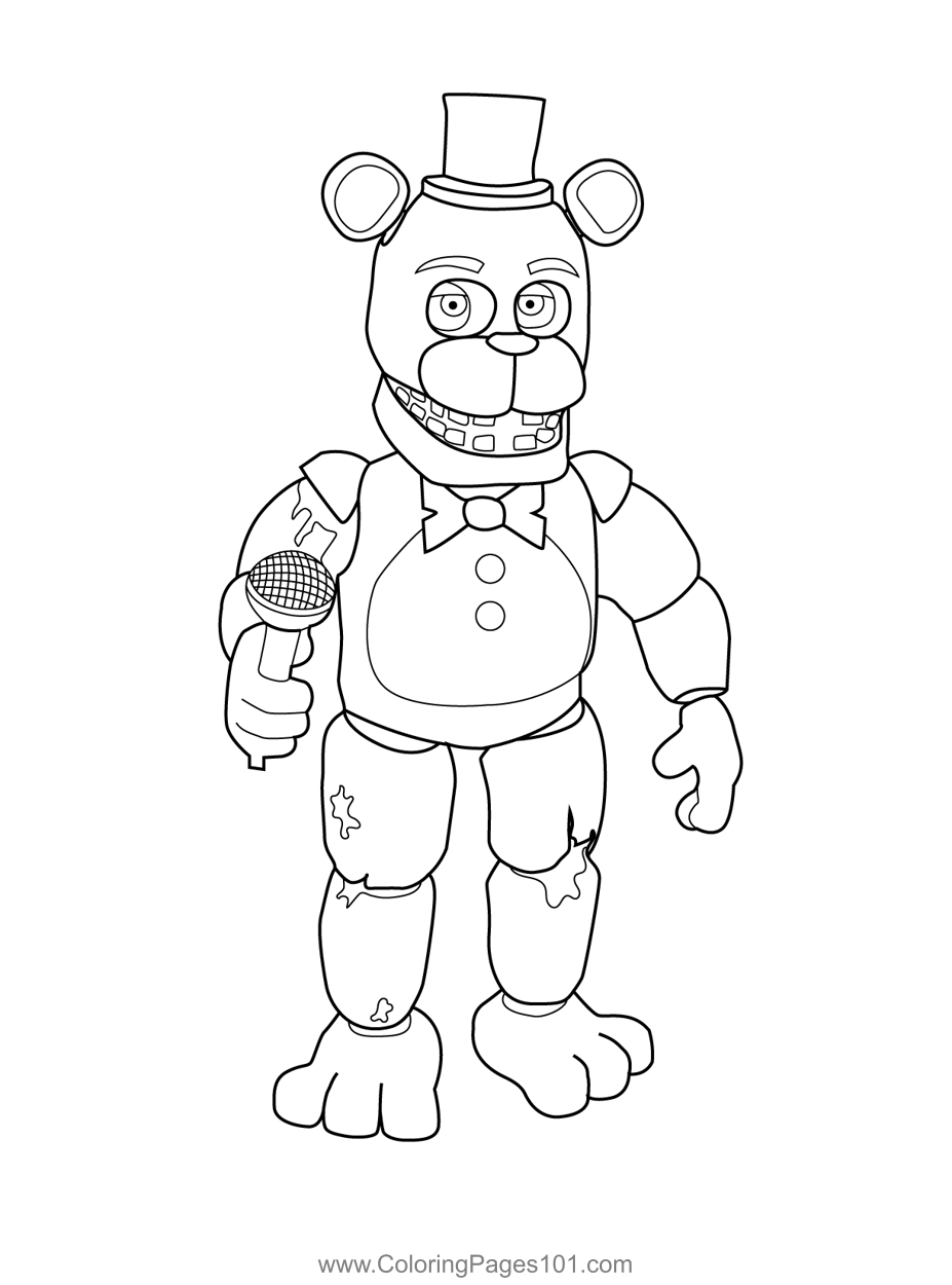 Withered Freddy FNAF Coloring Page For Kids Free Five Nights At Withered Freddy FNAF Coloring Page For Kids Free Five Nights At