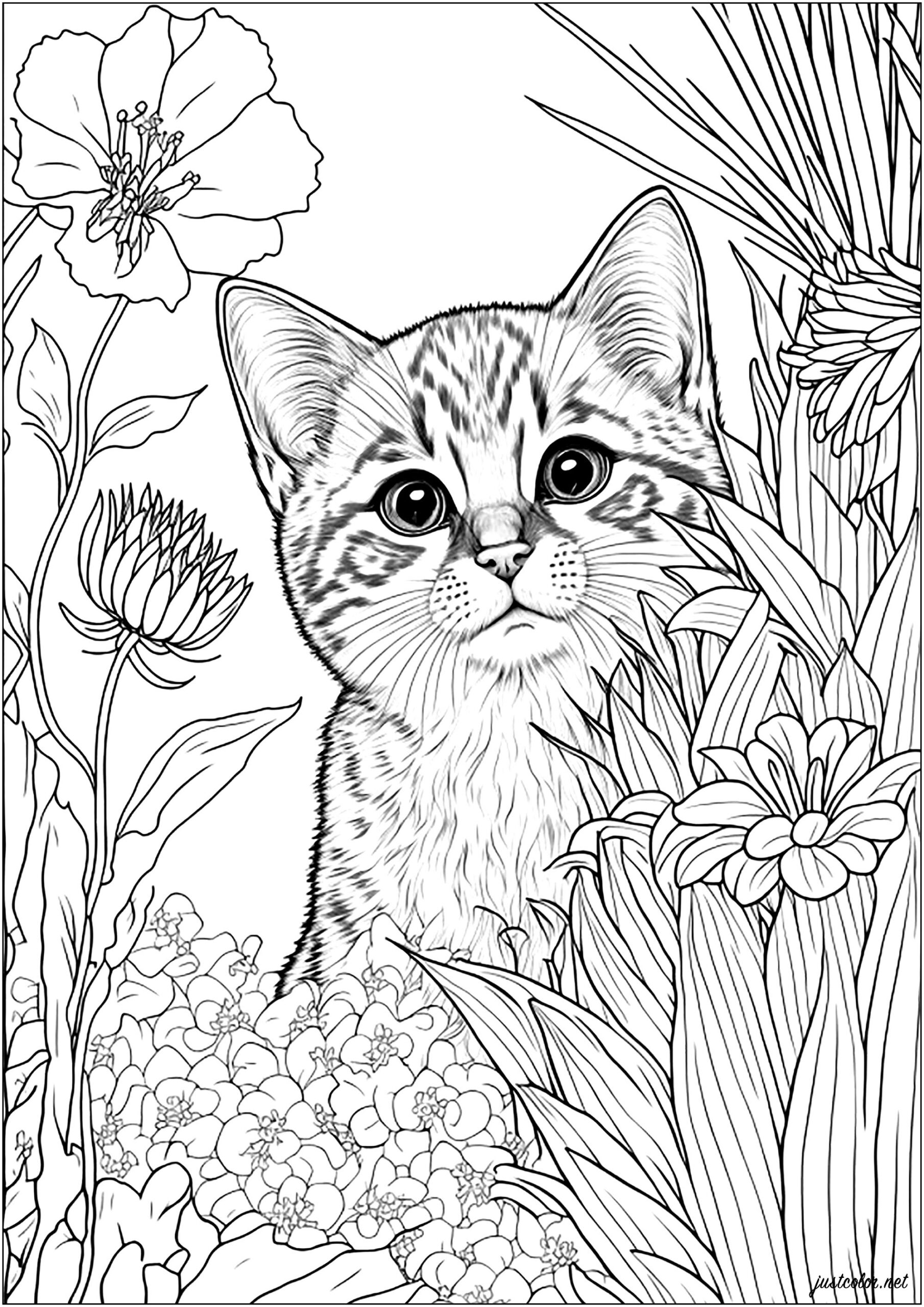 cat color pages adult
