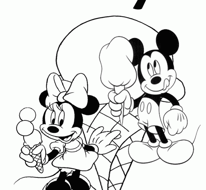 Yummy Ice Cream Mickey And Minnie Disney Coloring Pages Printable