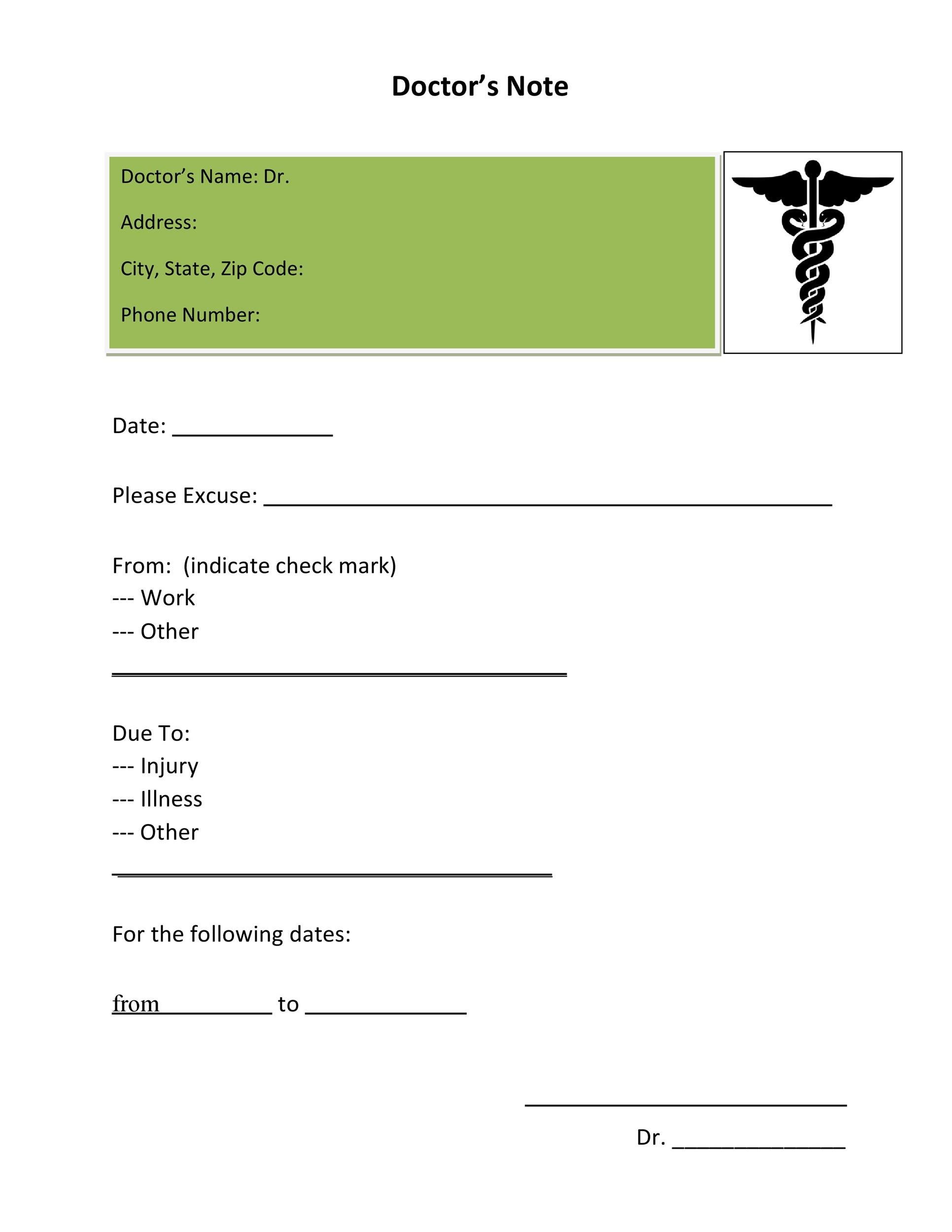 50 Free Doctor Note Templates for Work Or School 50 Free Doctor Note Templates for Work Or School