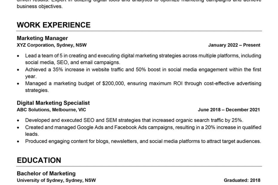 ATS Friendly Resume Template Free In Word