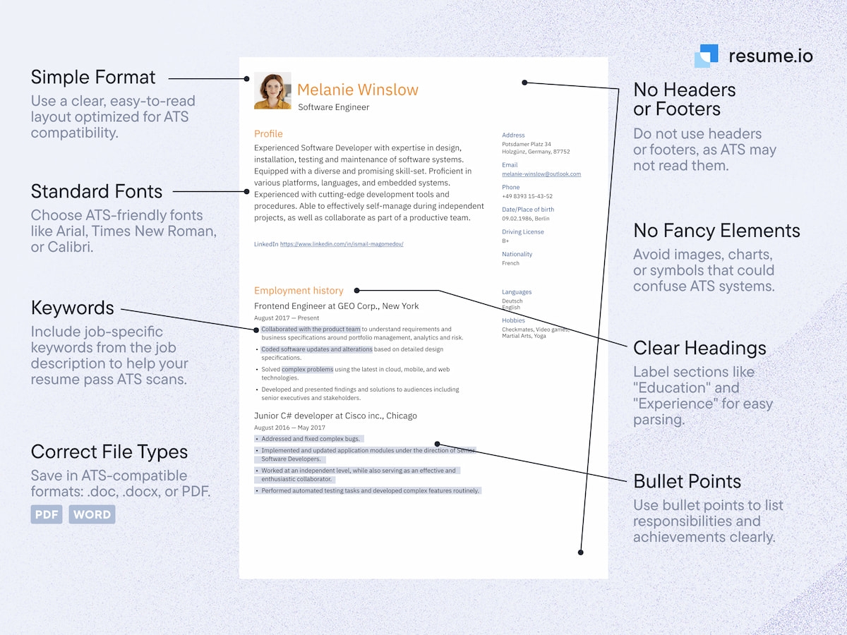 ATS Resume Templates Recruiter Friendly Format 2026 Resume io ATS Resume Templates Recruiter Friendly Format 2026 Resume io