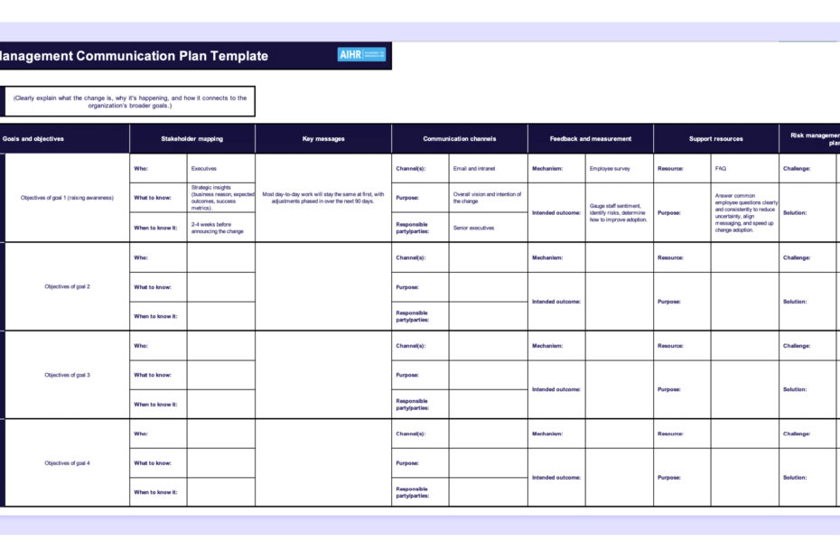 FREE Change Management Communication Plan Template
