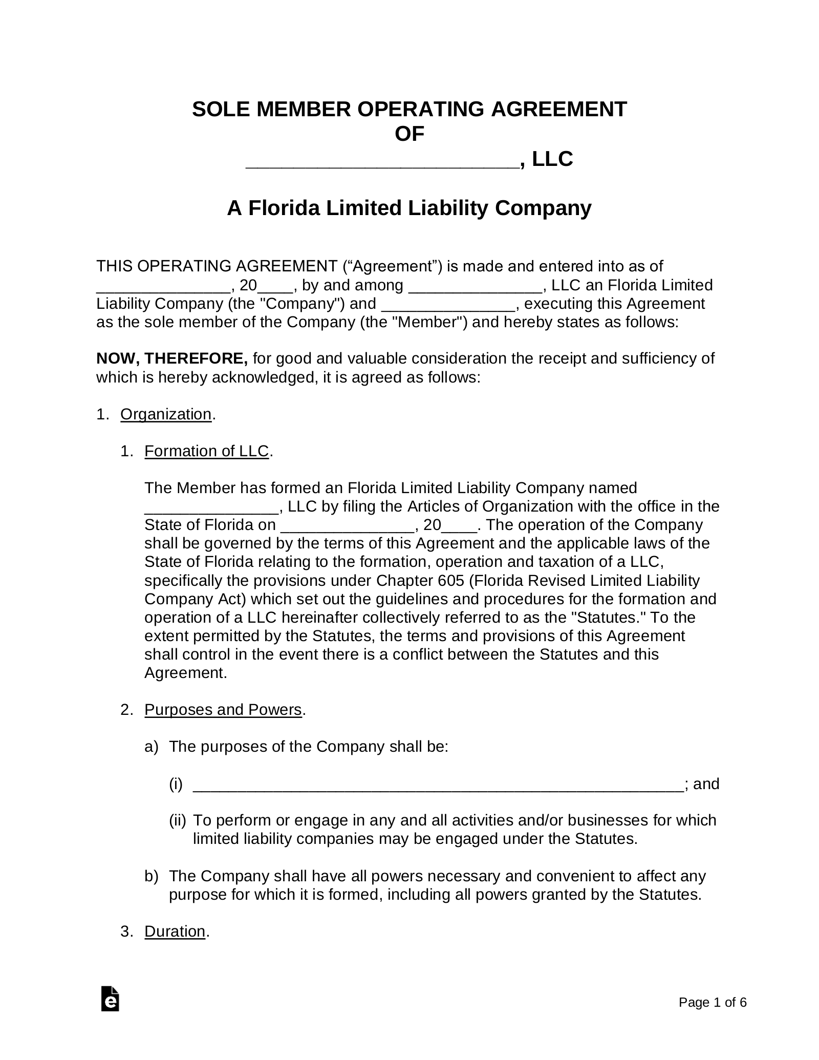 Free Florida Single Member LLC Operating Agreement PDF Word EForms Free Florida Single Member LLC Operating Agreement PDF Word EForms